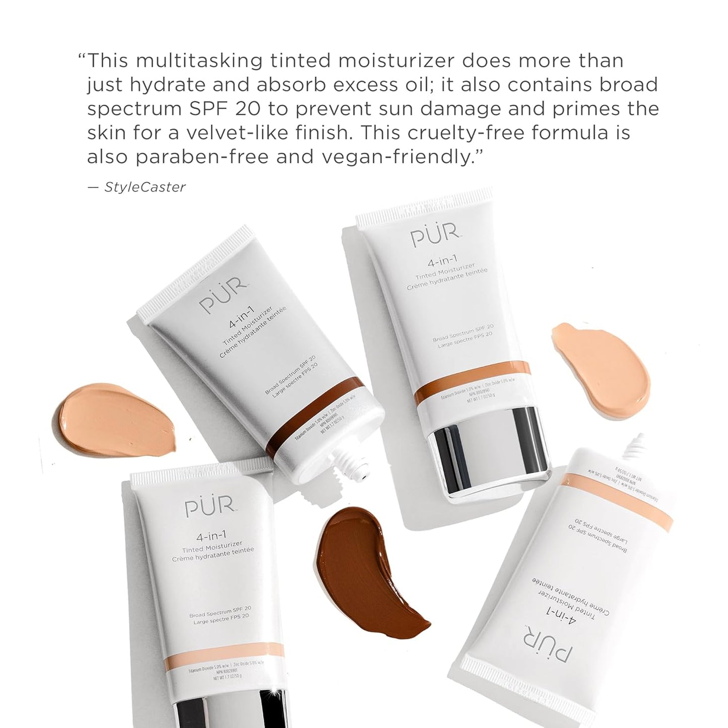 PÜR MINERALS Tinted Moisturizer SPF 20 - Hydrating 4-in-1 Skin Tint & Primer with Shea Butter | Espresso Color