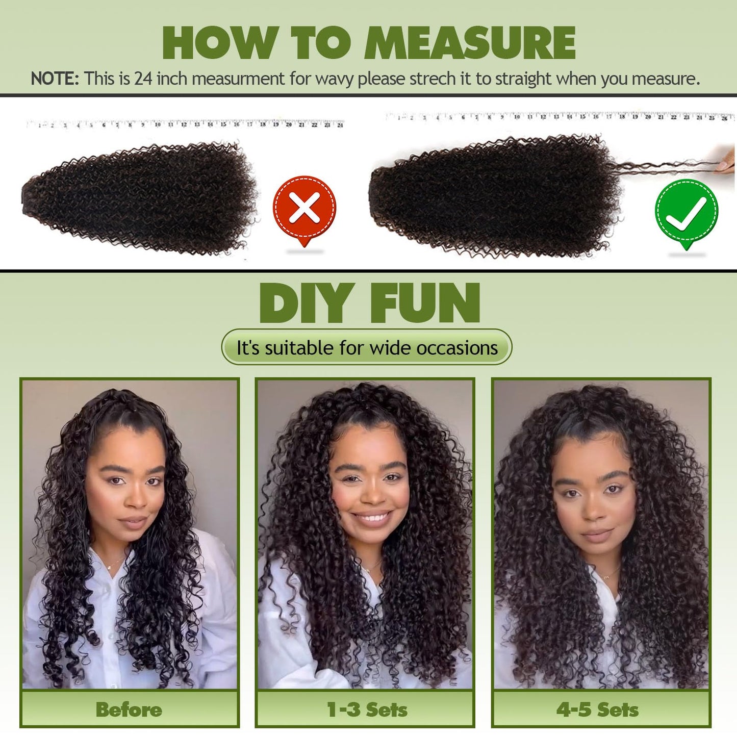 LACE PLUS Clip In Hair Extensions - 140G 7Pcs Synthetic hair Natural Black Clip in Jerry Curly Hair Extensions for Black Women Jerry hair extension Hairpieces (1B# 24 Inch)(Pack of 7)