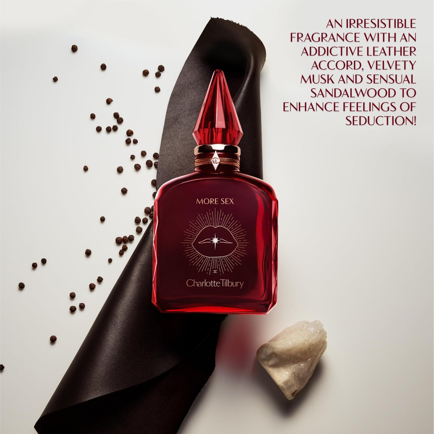 Charlotte Tilbury More Sex Eau De Parfum - Pheromone Enhancing Sandalwood Perfume with Naturally-Derived Oils - Long-Lasting Scent with Notes of Black Pepper, Velvety Musk & Ambery Wood (100ml)