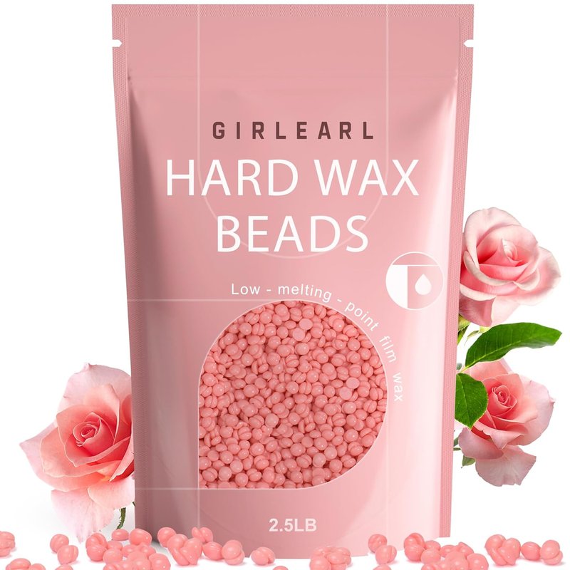 Hard Wax Beads for Hair Removal - Rose Oil Infused 2.5lb | Brazilian Wax for Sensitive Skin, Full Body Use