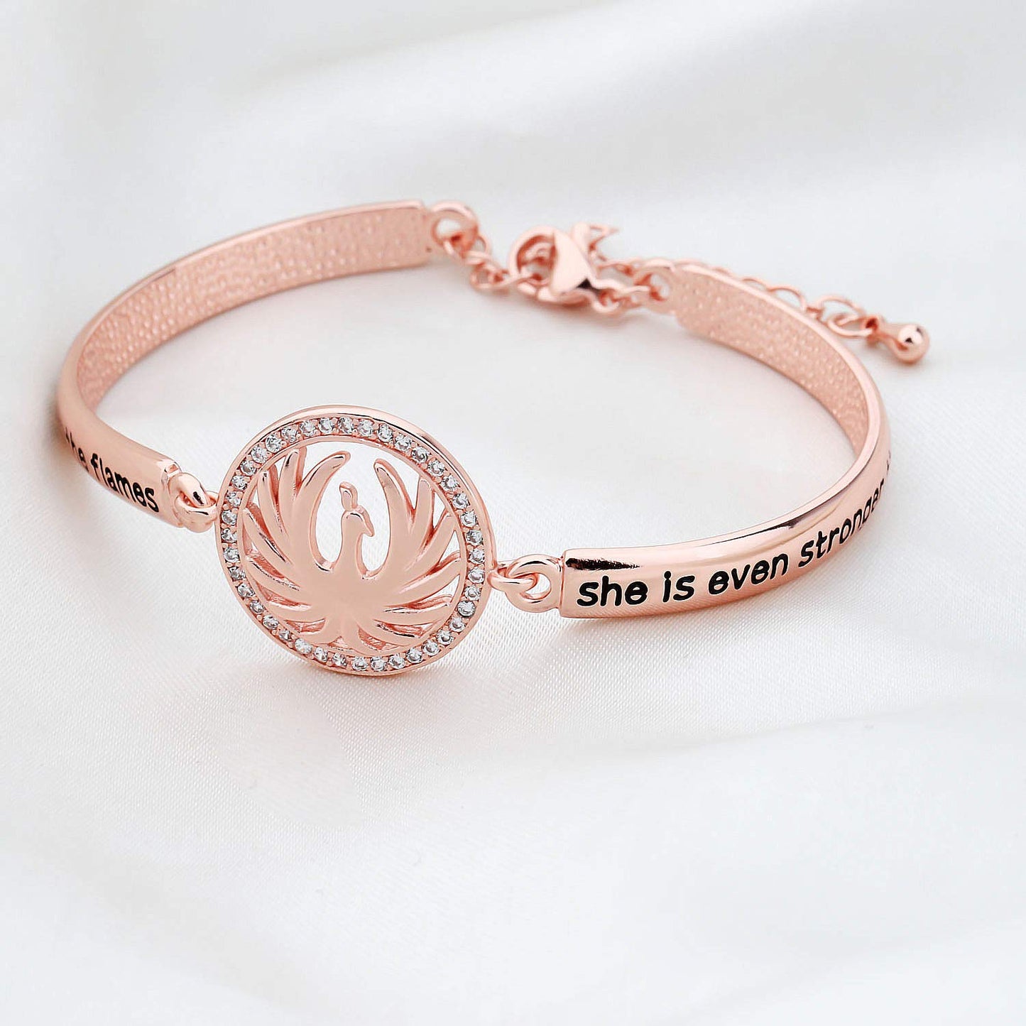 CYTING Phoenix Inspirational Quote Bracelet - Motivational Bird Jewelry Gift - When the Phoenix Rises From the Flames She Is Even Stronger Than Before