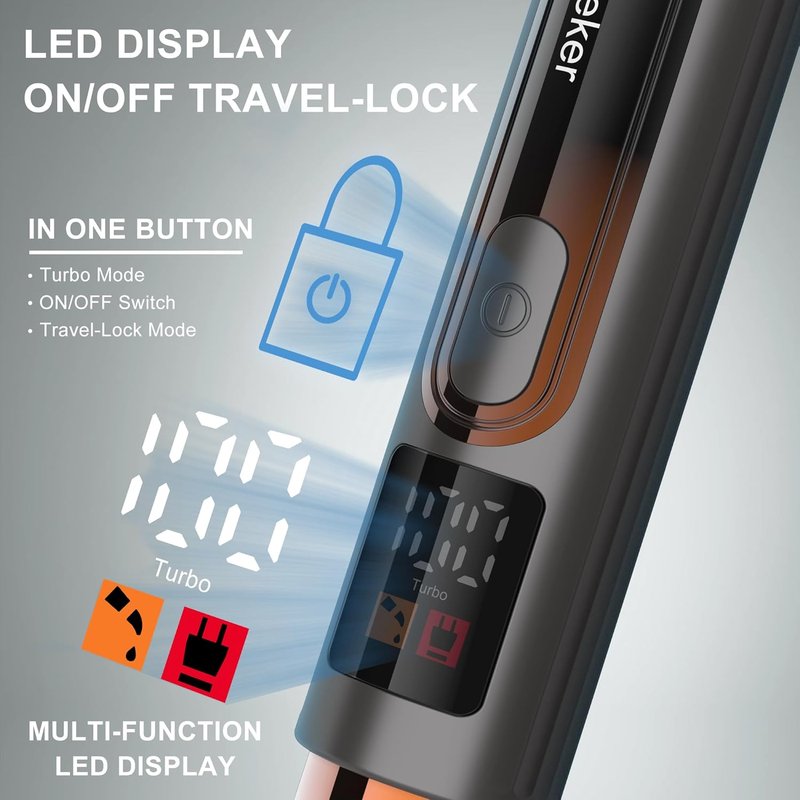Hatteker Men's Electric Back Shaver & Body Grooming Kit - Cordless Trimmer with LED Display & Adjustable Handle