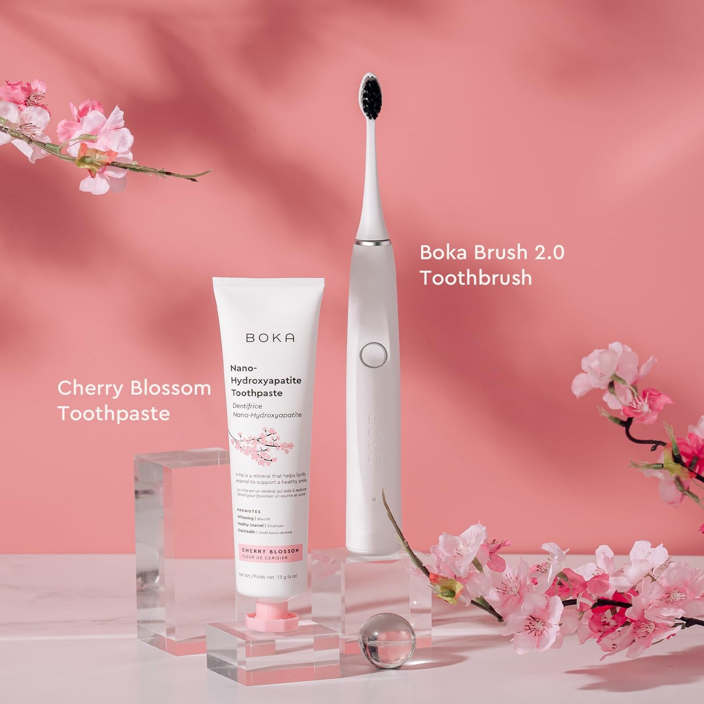 Boka Fluoride Free Toothpaste, Nano Hydroxyapatite Toothpaste, Appropriate for Sensitive Teeth - for Adult Oral Care - Cherry Blossom Flavor, 4 Fl Oz 1Pk