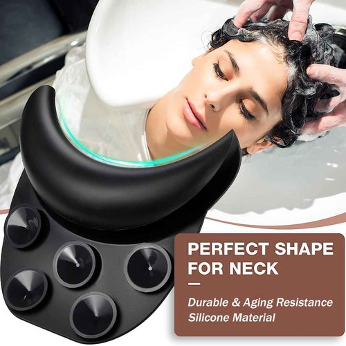 Shampoo Bowl Neck Cushion, Salon Neck Rest Cushion, Shampoo Bowl Neck Rest Silicone Neck Cushion for Home Wash Basin & Professional Salon Hair Washing Tray Suction Cup Design
