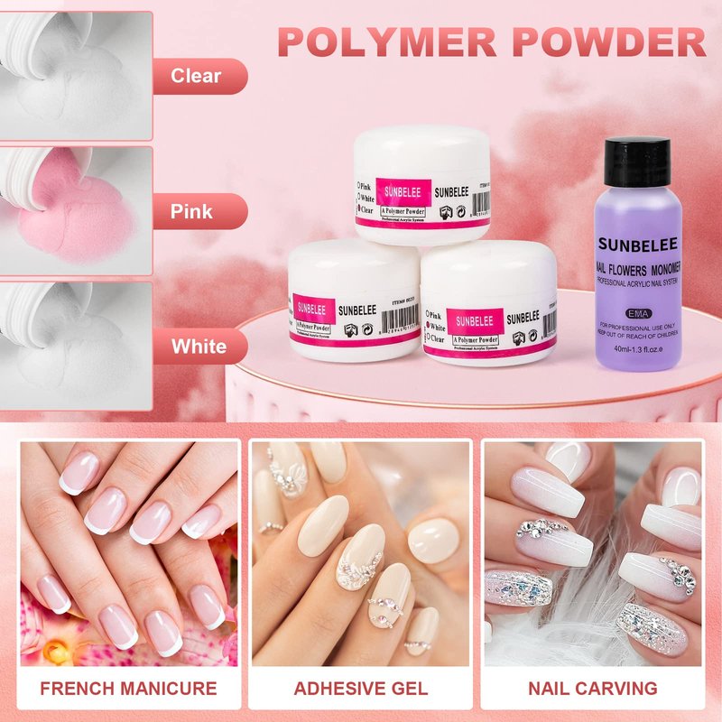 Complete Acrylic Nail Kit with UV LED Light & Drill - All-in-One DIY Manicure Starter Set with 6 Gel Polishes & 36 Glitters - Salon-Quality Nail Art Supplies for Beginners & Home Spa