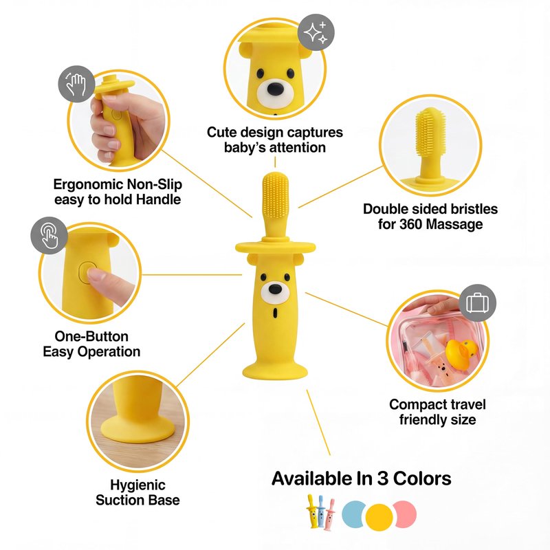 KLOUDYS Vibrating Baby Teether & Toothbrush l Teething Relief & Bone Conduction Music l Soft BPA-Free Silicone Baby teethers, Oral Sensory chew Toys for Kids & Babies,Teething Toys 9-24 Months, Blue