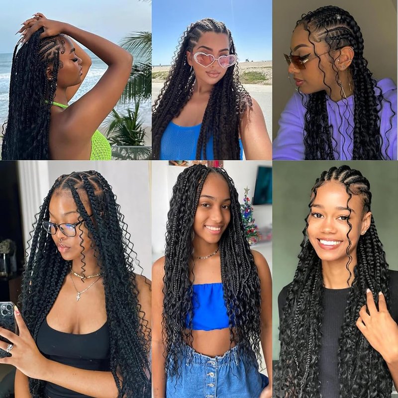 Human Braiding Hair - Boho Deep Wave Bulk Extensions | 100g, 16 Inch, No Weft, Natural Color