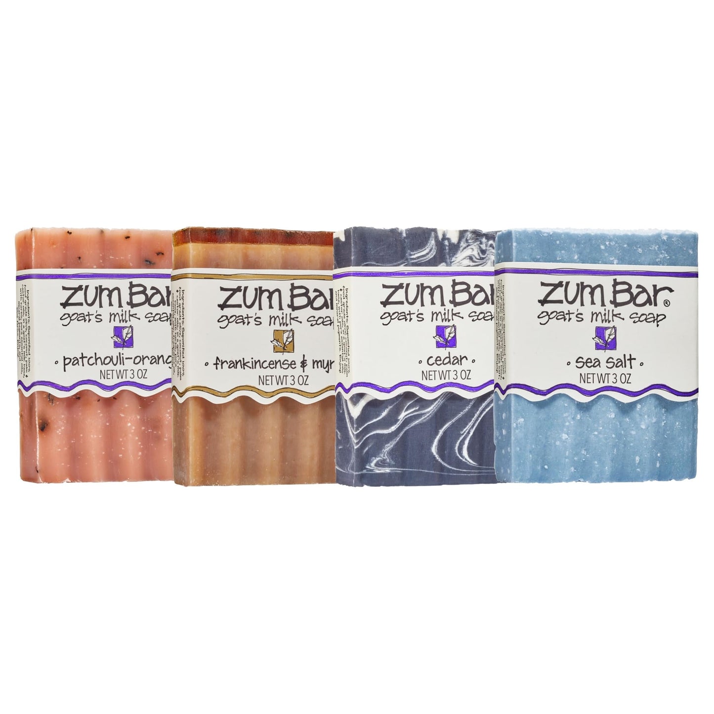 Indigo Wild Zum Goat's Milk Soap Bar - Bar Soap for Hands & Body Made with Essential Oils - 3 oz - Earth & Sea Blends (4 Pack)