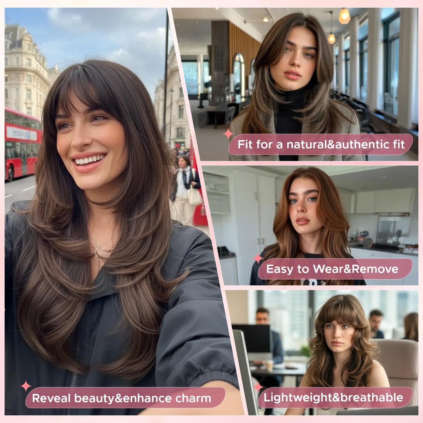 SEGO SEGOHAIR Clip in Bangs Hair Toppers for Women Real Human Hair, 360°3D Wispy Bangs for Thinning Hair Daily Wear (02, Dark Brown)