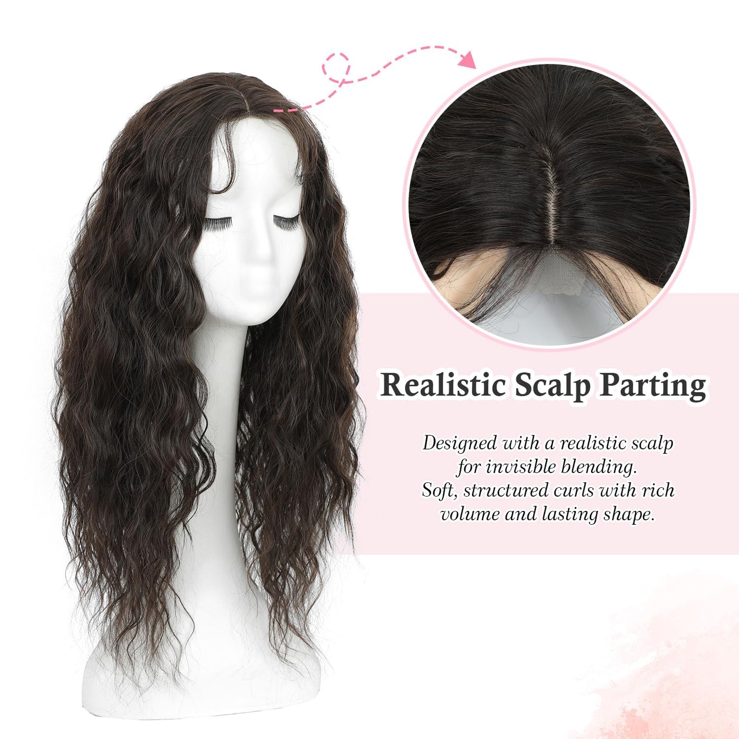 PANEWAY Curly Hair Toppers For Women with Thinning Hair Synthetic 6.5’’x6.5’’ Ladies Wiglets Full Coverage Topper Perfect for Daily, Holiday, Style (20",Dark Brown)