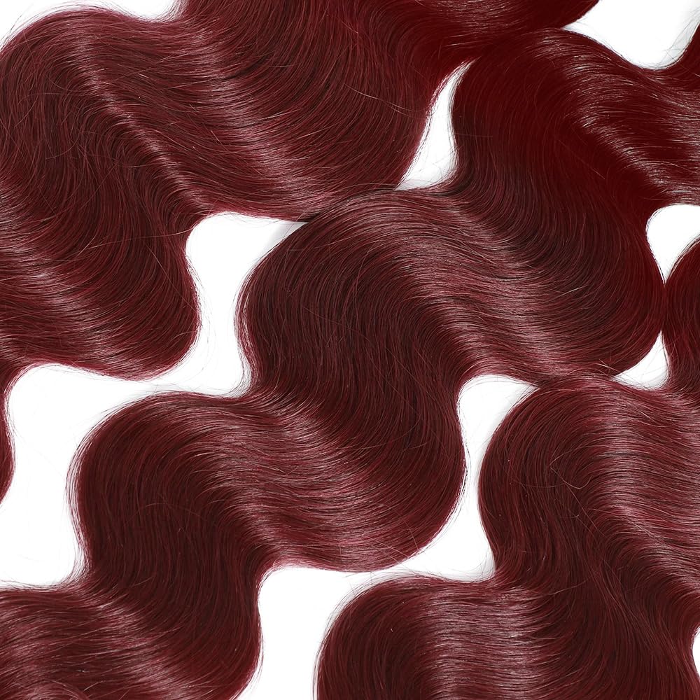 Dokksiiia Body Wave Bundles Burgundy 99J, 08 10 12 Inch