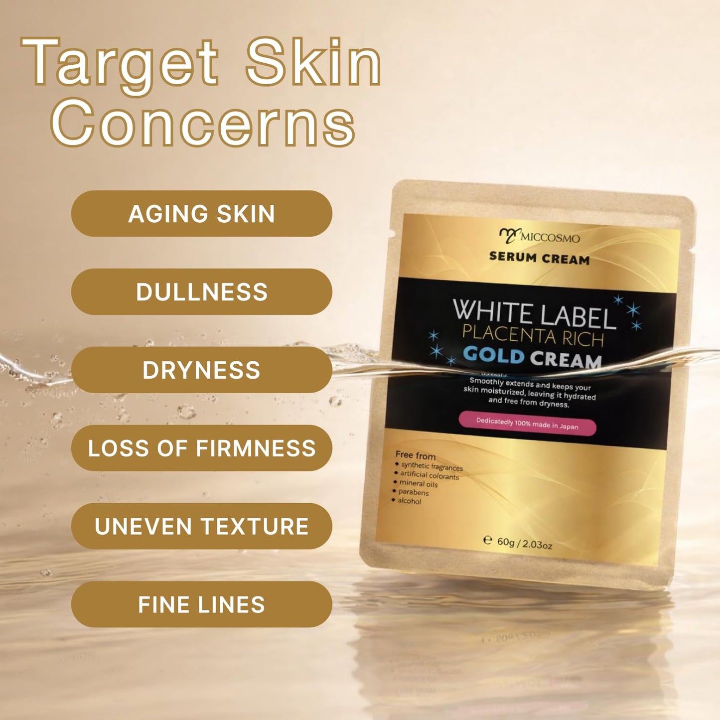 ホワイトラベル White Label Placenta Rich Gold Gel Cream 60g Hydrating Moisturizer