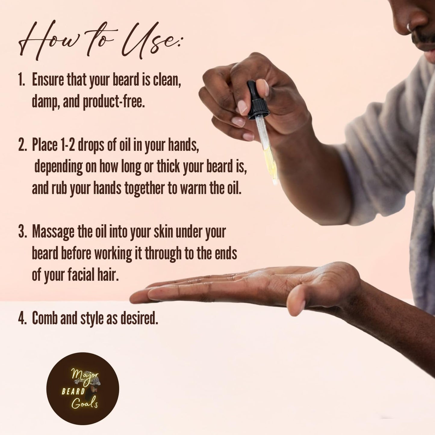 Major Beard Goals Black Seed Beard Oil for Men - 100% Cold Pressed Black Cumin Seed Oil for Beard Growth, Strengthens, Conditions, and Hydrates - Hair, Beard, and Mustache Oil for Dry Skin - 2oz
