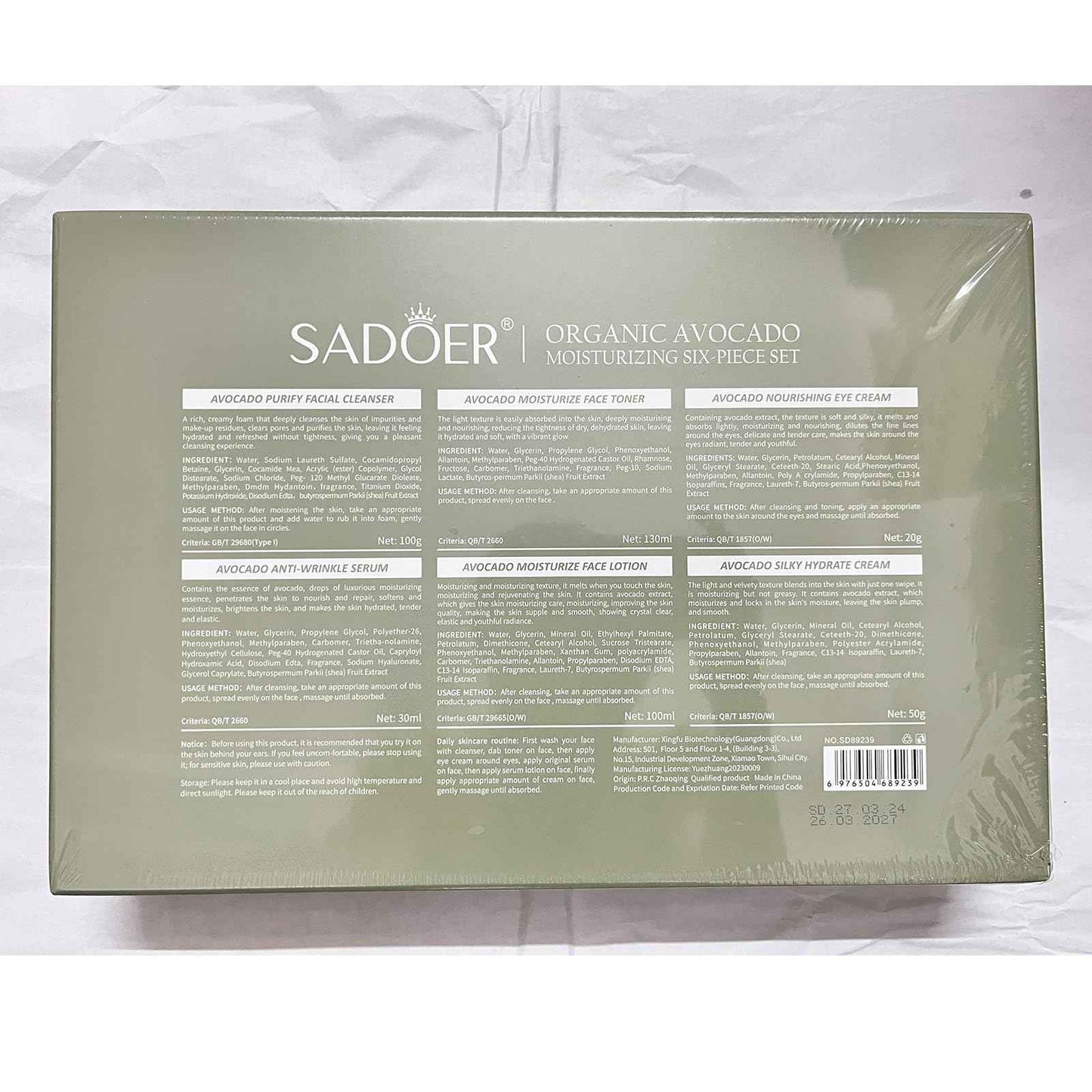 6Pcs Avocado Skincare Set, 6-In-1 Hydrating Skincare Gift Kit with Facial Cleanser, Face Toner, Anti-wrinkle Serum, Face Lotion, Face Cream & Eye Cream, Moisturizing Anti-Aging Skin Care Kit