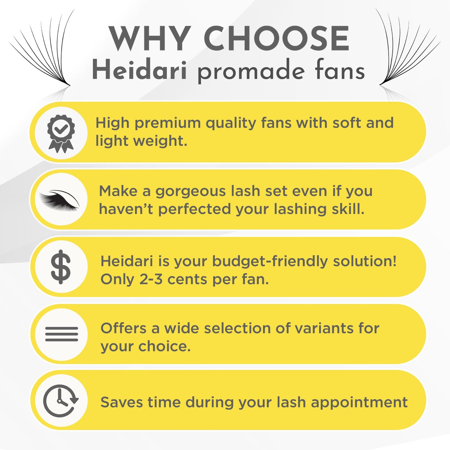 Heidari Handcraft Promade Eyelashes Extension Ideal for Professional Lash Salon, Collection 3D-20D, C CC D DD Curl, Thickness 0.03~0.1mm, Length 8-20mm, Long Lasting,Easy Application 10D-0.03 D 10 mm