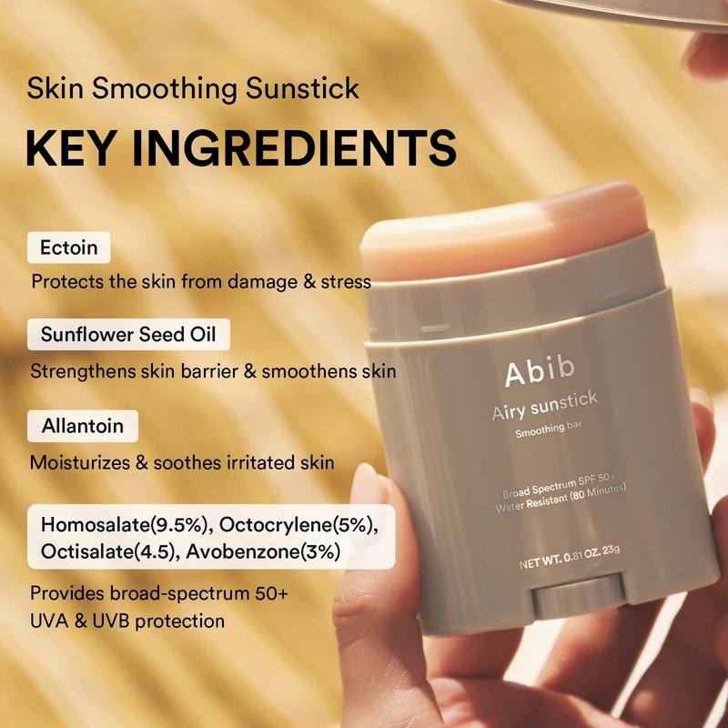 Abib Airy Sunstick Protection Bar DUO SPF50+ Broad Spectrum, Semi-Matte Sunscreen Stick for Oily & Combination Skin, No White Cast, Water-Resistant, Korean Sunscreen, 0.81 oz / 23 g, 2 Count