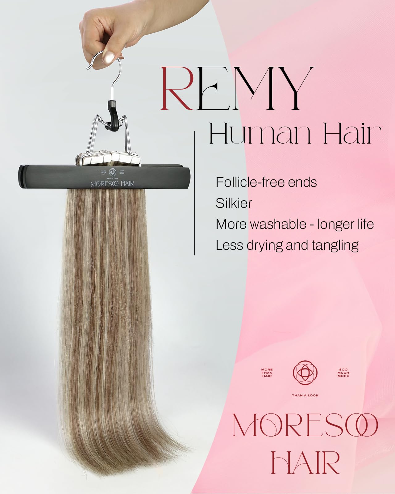 Moresoo Blonde Tape in Hair Extensions Human Hair Light Brown Highlighted Blonde Tape in Extensions Real Hair Glue in Straight Hair 14 Inch 20Pcs 50G Short Hair Daily Use Party