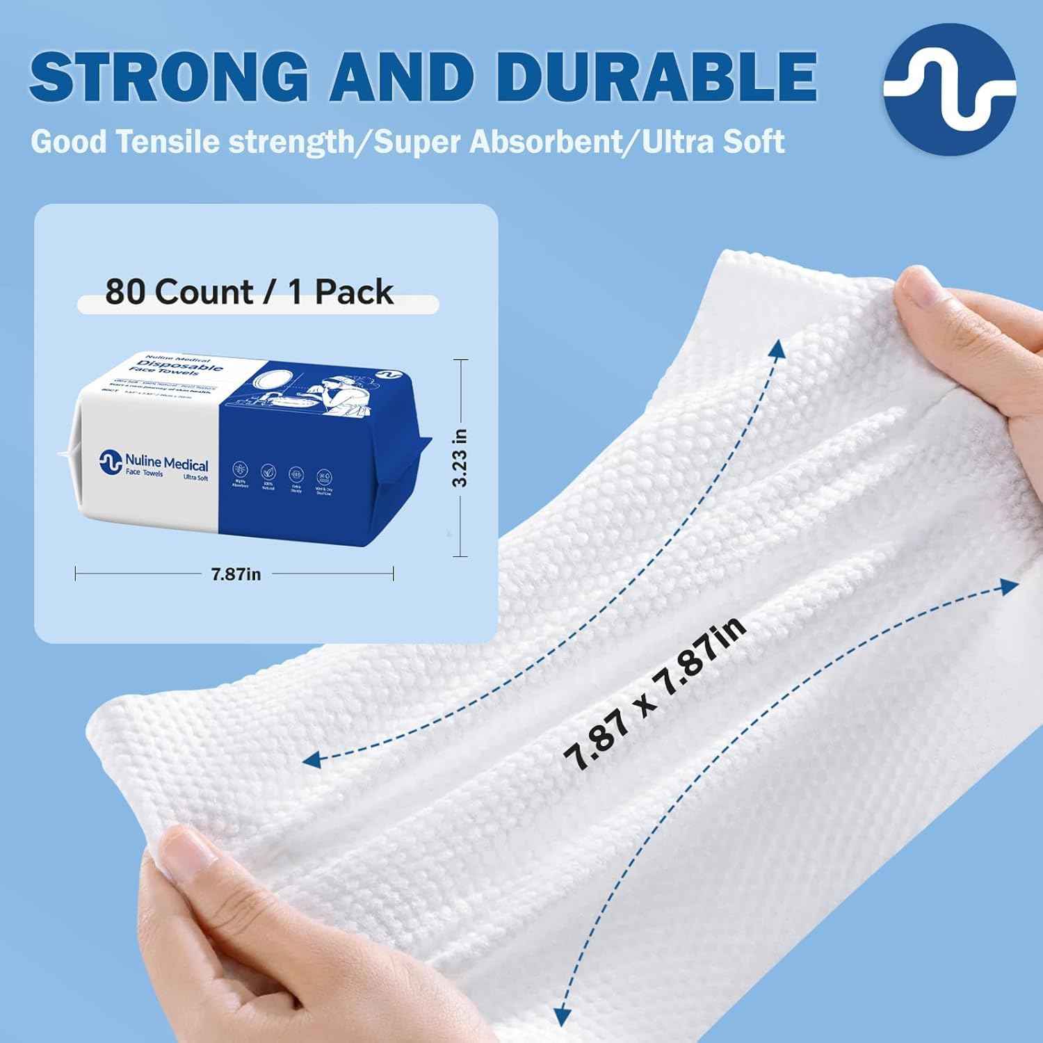 Disposable Face Towel, Biodegradable Facial Towels for Sensitive Skin, Ultra Soft Face Towelette for Women Cleansing, 7.87’’ x 7.87 ‘’ (4 Packs)