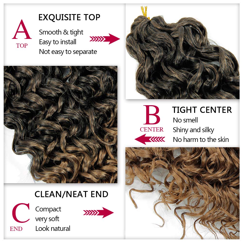 YXCHERISHAIR 8 Packs Curly Crochet Hair GoGo Curl Crochet hair for Women Deep Wave Braiding hair,Synthetic Bohemian Crochett Braid Water Wave Crochett hair Extensions(18inch, 1B/27)