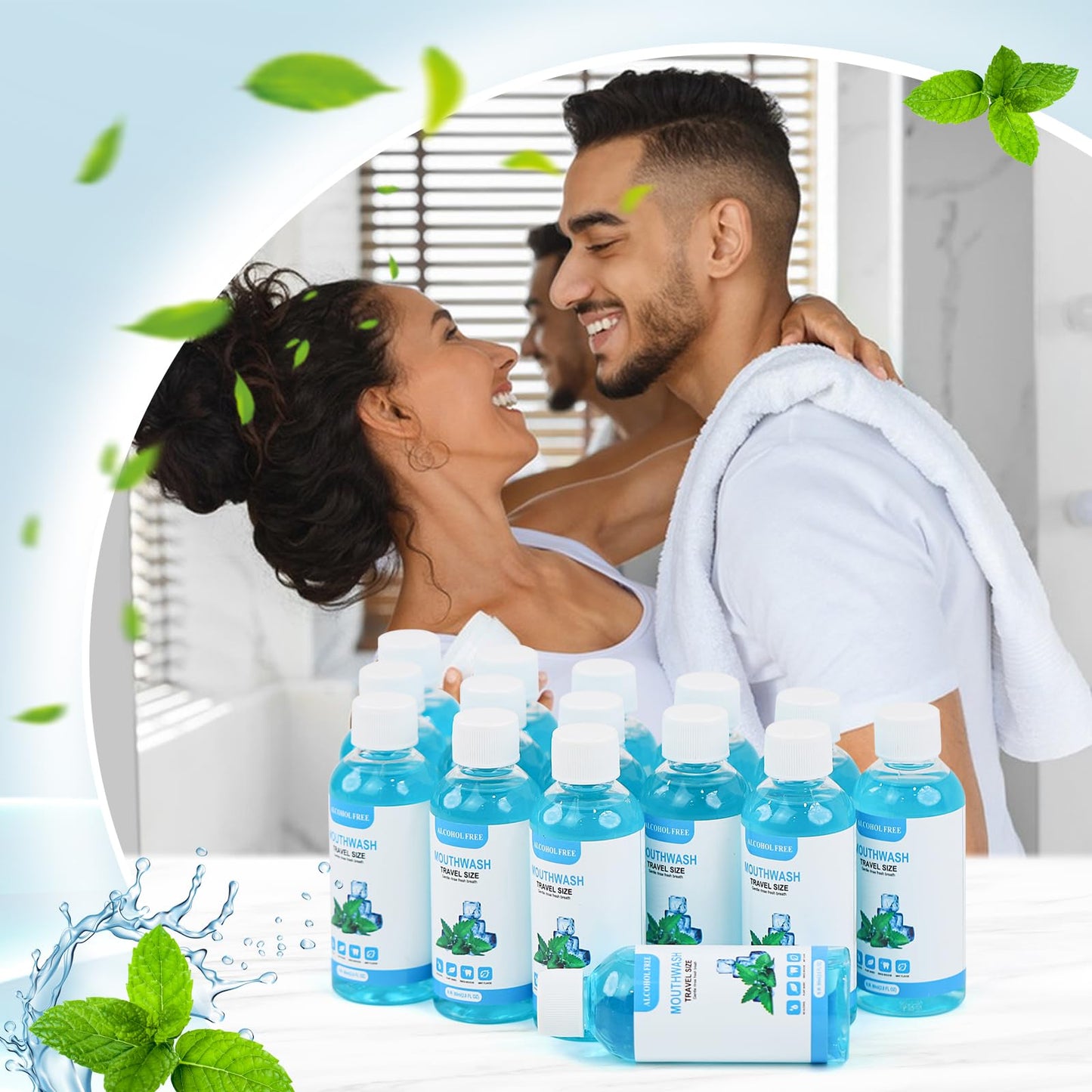 25 pcs Travel Size Mouthwash Bulk, 80ml/2.7fl oz, Mini Fresh Mint Portable Mouthwash Individual Bottles for Travel Toiletry Kits