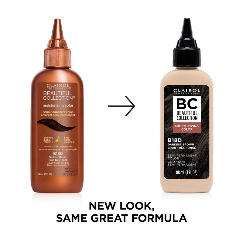 Clairol Professional Beautiful Collection Hair Color, 18D Darkest Brown, 3 Fl Oz - Packaging May Vary