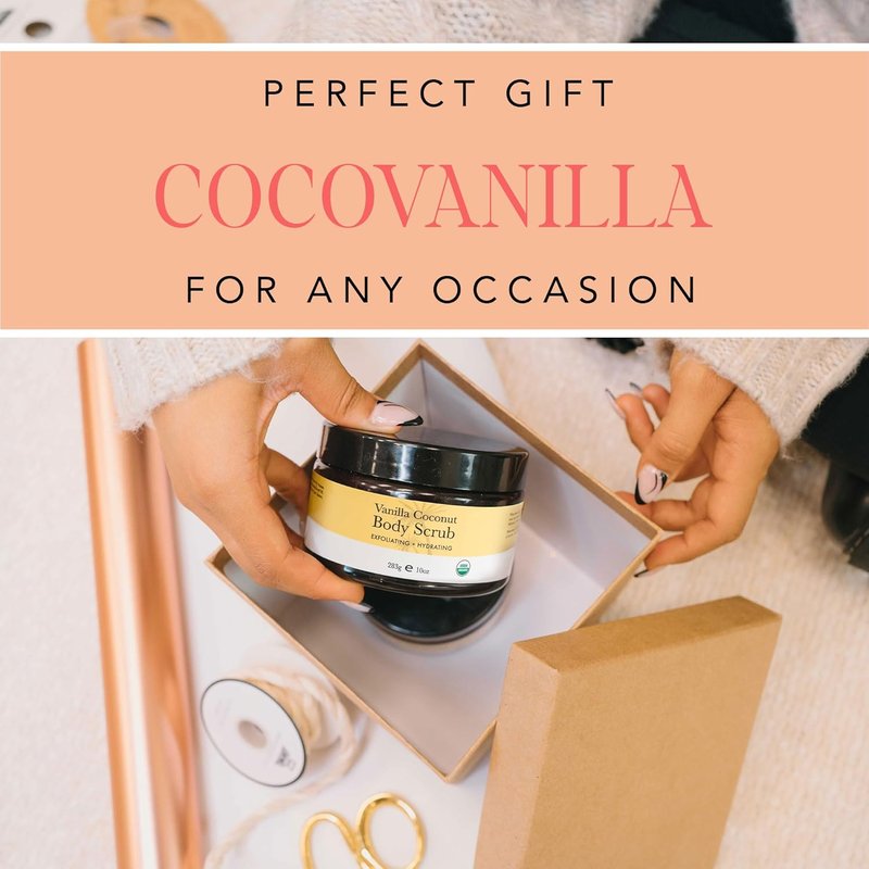 Organic Vanilla Coconut Body Scrub - Natural Sugar Exfoliator for Dry Skin | Moisturizing & Gentle on Sensitive Skin