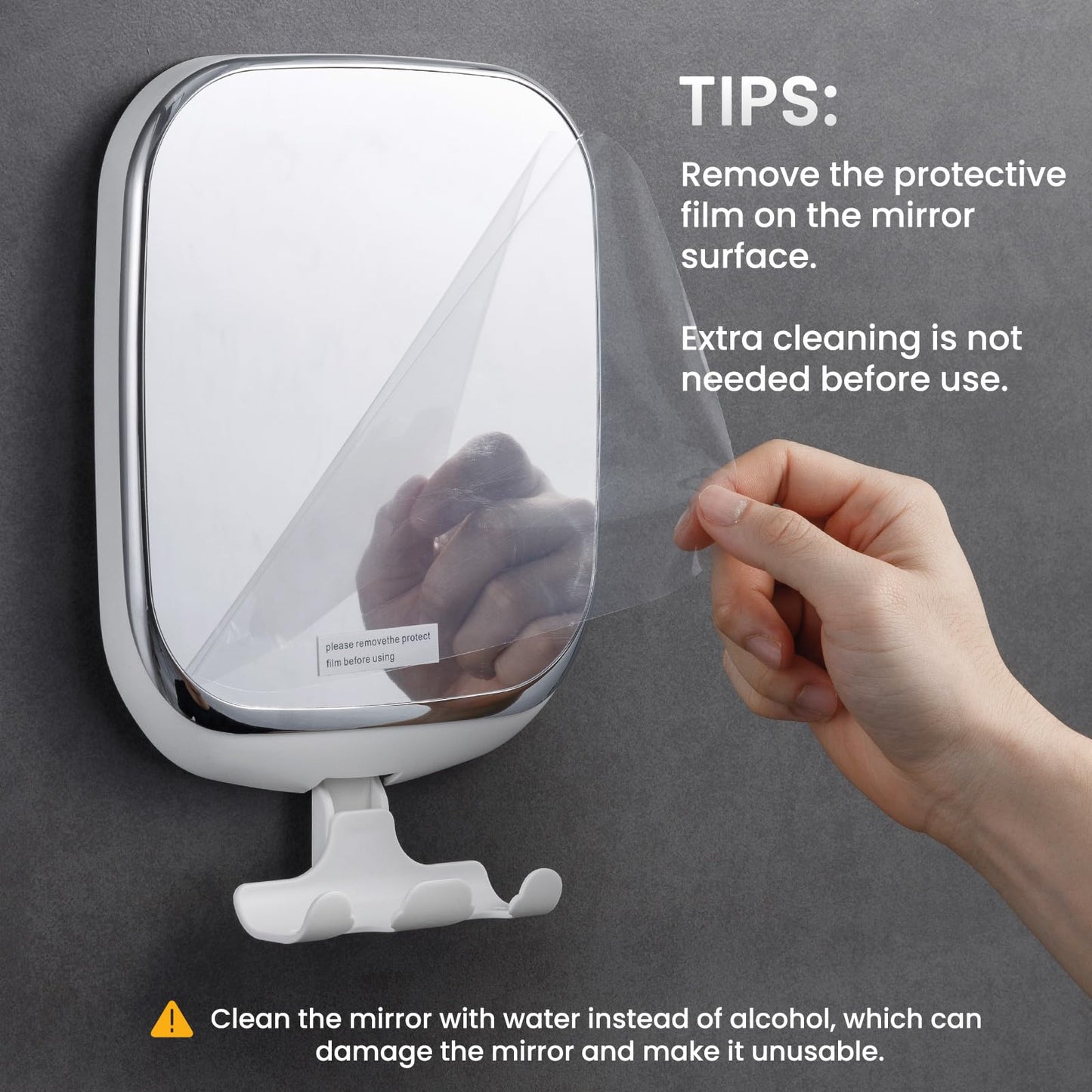 TAILI Shower Mirror Fogless with Razor Holder, Anti Fog Bath Mirror with Powerful Suction No-Drilling, Removable, Shatterproof, Wall Mounted