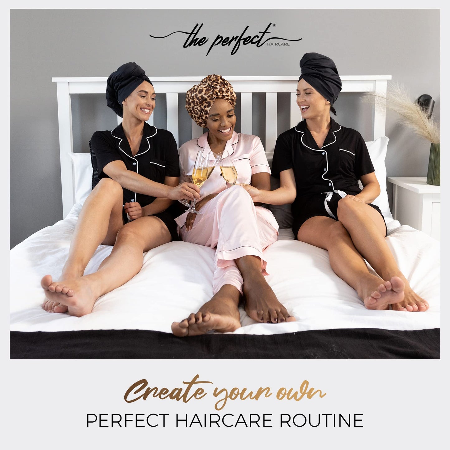 THE PERFECT HAIRCARE Microfiber Hair Towel Wrap + 2 Smooth Large Hair Drying Tie for Wet Hair - Anti-Frizz, Gentle, Super Absorbent Hair Scrunchies for Women - Also Use as a Face Washing Wristband