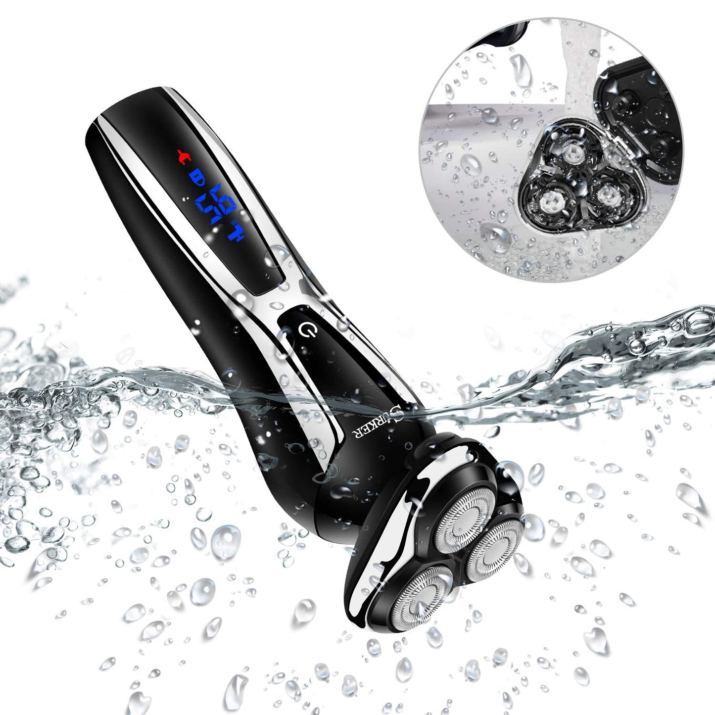 SURKER Electric Shaver - Cordless 3-in-1 Beard Trimmer & Nose Hair Groomer | Waterproof USB Rechargeable