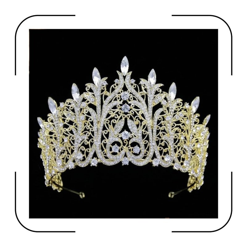 Gold Tiara for Women Large Rhinestone Crown for Pageant, Wedding, Quinceanera, Birthday, Prom, Homecoming, Costume