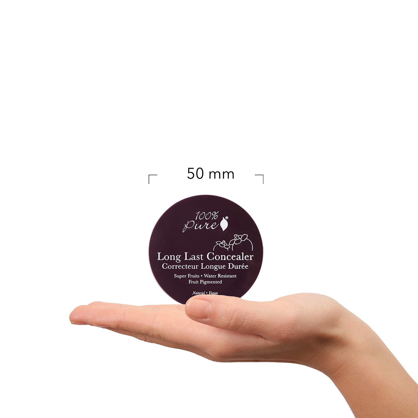 100% PURE Fruit Pigmented Long Last Compact Concealer, Peach Bisque, Full Coverage Concealer, Diminish Dark Circles (Medium with Yellow Undertones) - 0.11oz