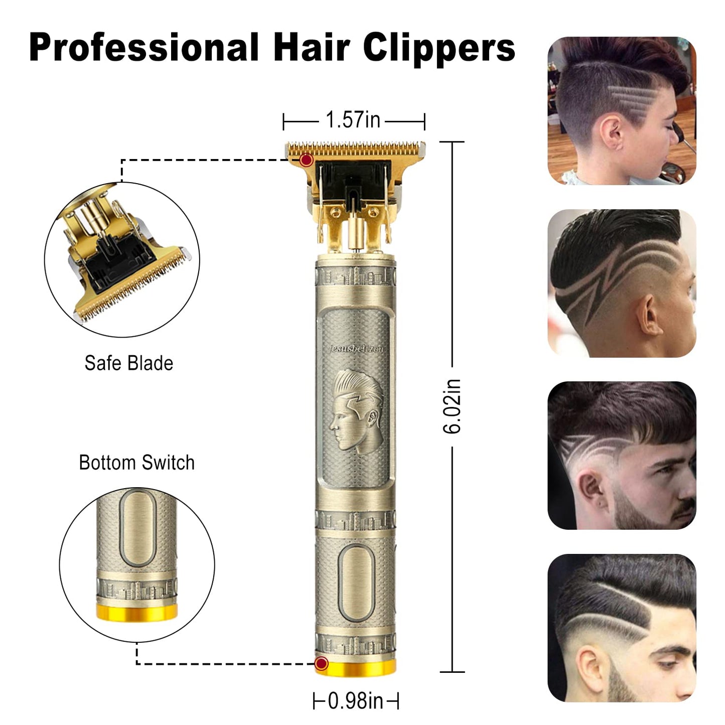 BTRICL Cordless Hair & Beard Trimmer with 4 Guide Combs,Rechargeable T-Blade Hair Edgers Hair Clippers for Zero Gapped Haircut,Professional Electric Hair Trimmer Gifts for Men & Fathers Day(Bronze)