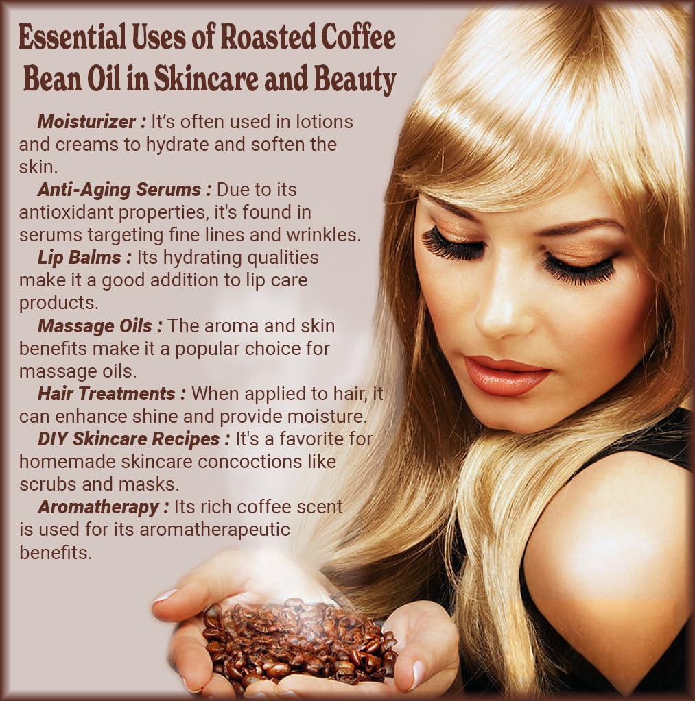 Natural Born Oils Roasted Coffee Bean Oil, 4oz, Organic, Cold-Pressed, High in Antioxidants, Perfect for Skin Nourishment, Hair Vitality