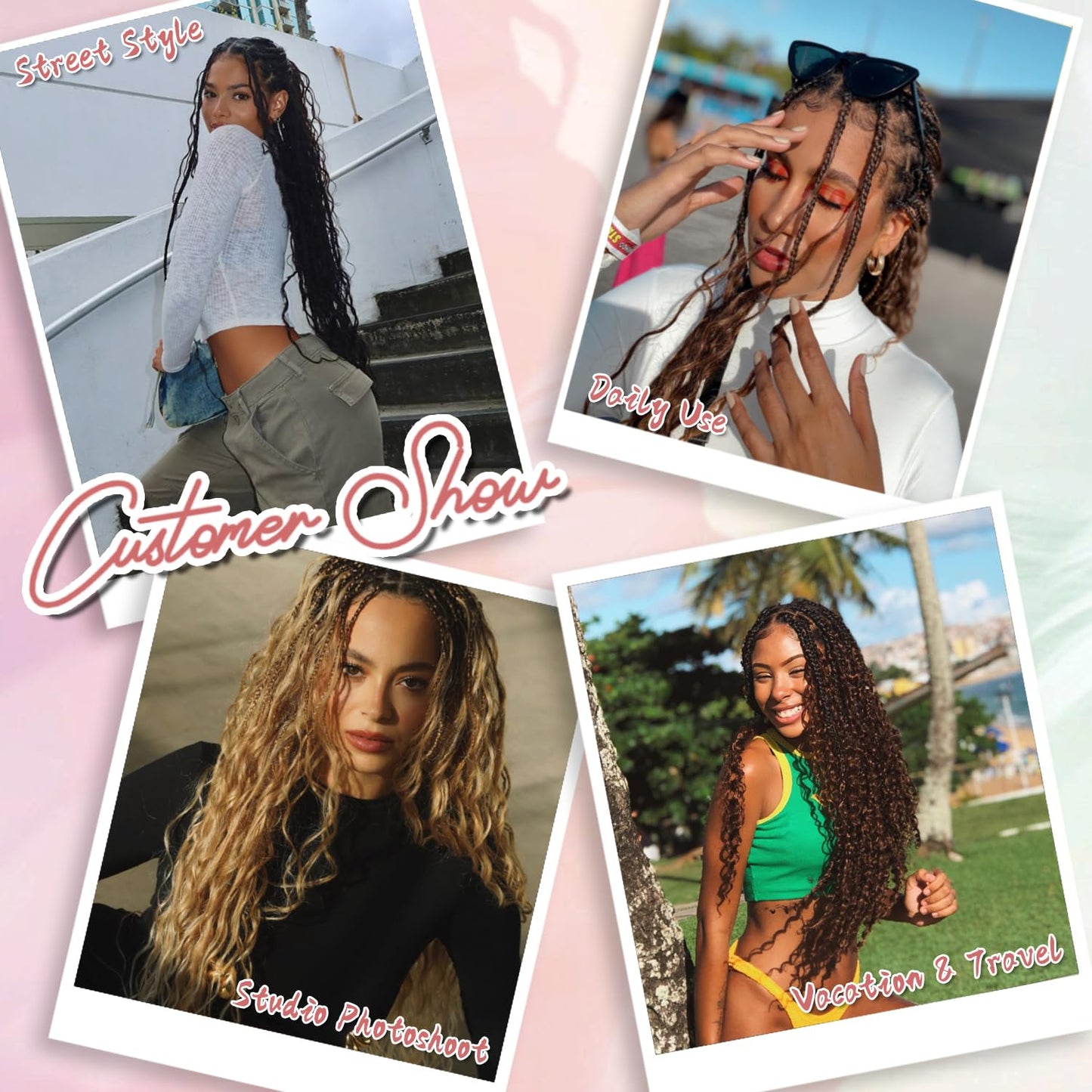 Eeanno Goddess Box Braids Crochet Hair 18 Inch 7 Packs Mixed Blonde 613 Boho Crochet Hair for Women Pre Looped Crochet Box Braids with Curly Ends, P27613
