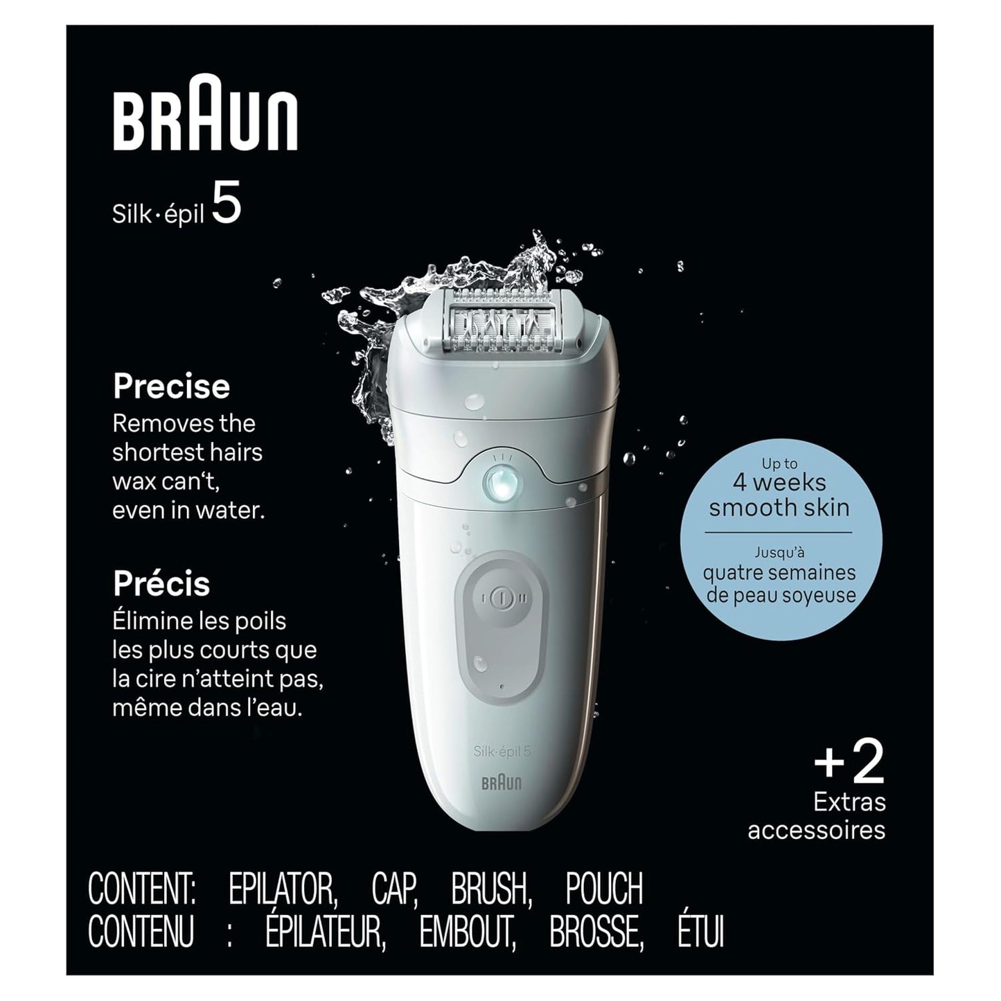 Braun Silk-épil 5 Epilator - Women's Hair Removal Device | Wet & Dry, Skin Contact Cap, Grey