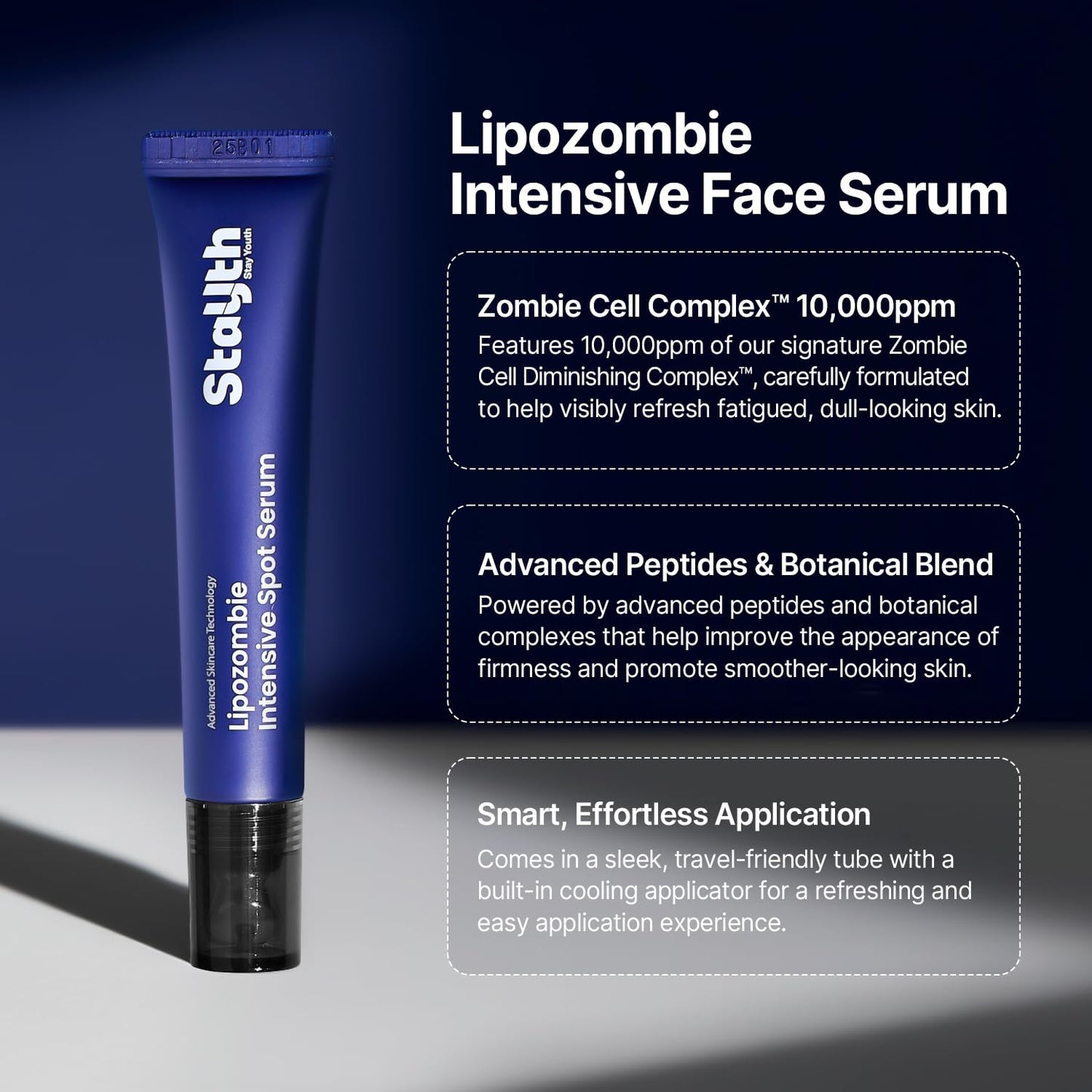 StayUth Lipozombie Intensive Spot Serum – Slow Aging Peptide Serum with Liposome Technology, Targeted Firming Care for Fine Lines, Eye Bags & Skin Texture, with Cooling Metal Applicator