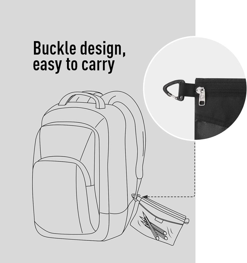 Water-Resistant Zipper Pouch | Small Mesh Storage Bag for Travel & Office - Black