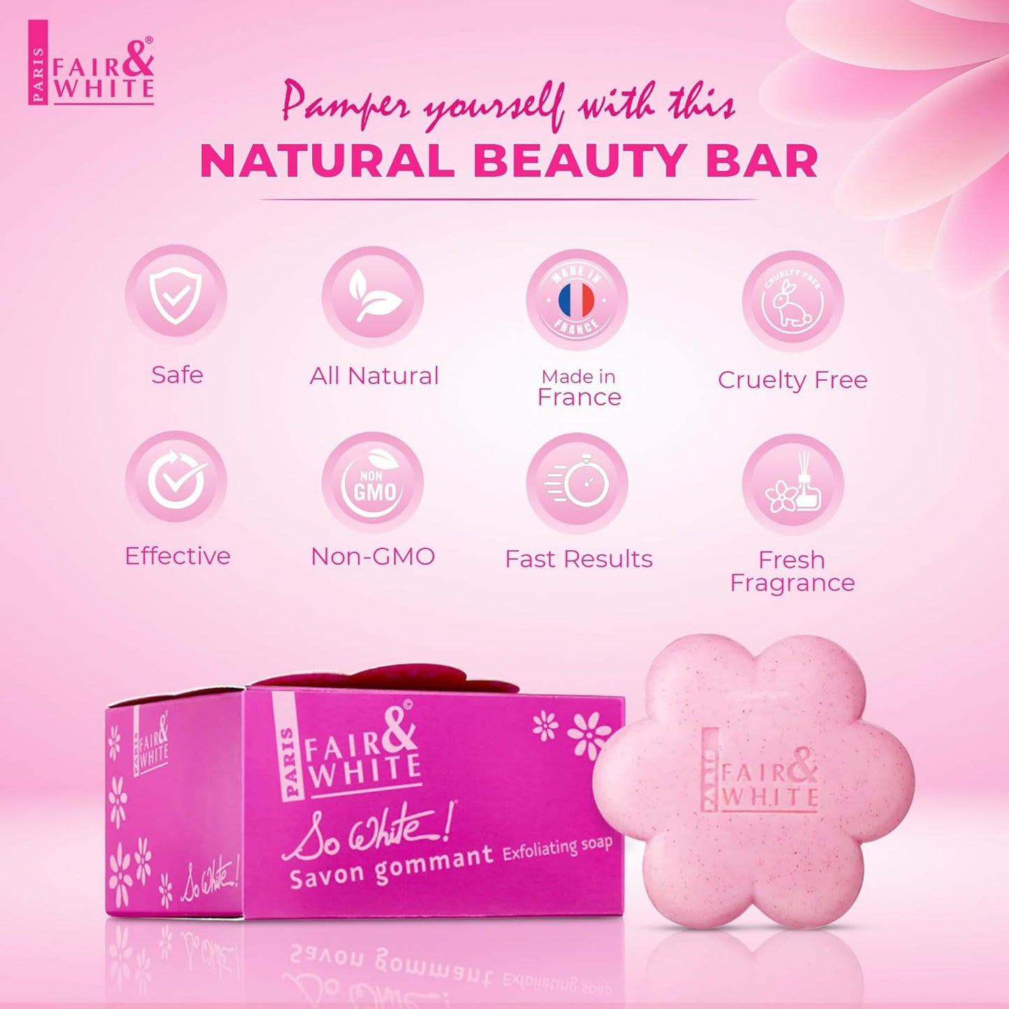 Fair & White So White Skin Brightening Soap - Exfoliating 200g Bar | Reduces Blemishes on Body & Underarms
