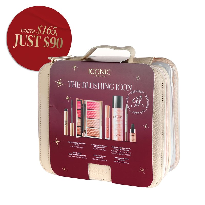 ICONIC LONDON The Blushing Icons Gift Set | 6 Piece Set, Includes Prep Set Glow and Other Makeup Bestsellers, Great for Gifting