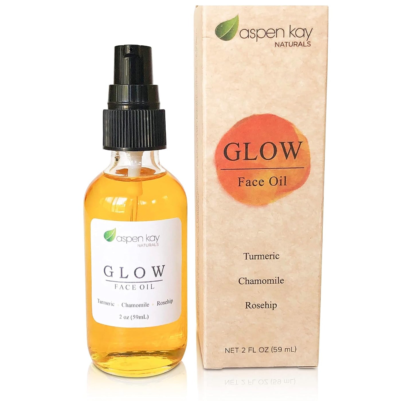 Aspen Kay Naturals Natural Face & Body Moisturizer for Sensitive Skin - Turmeric & Rosehip Oil Glow Set (4 oz & 2 oz)