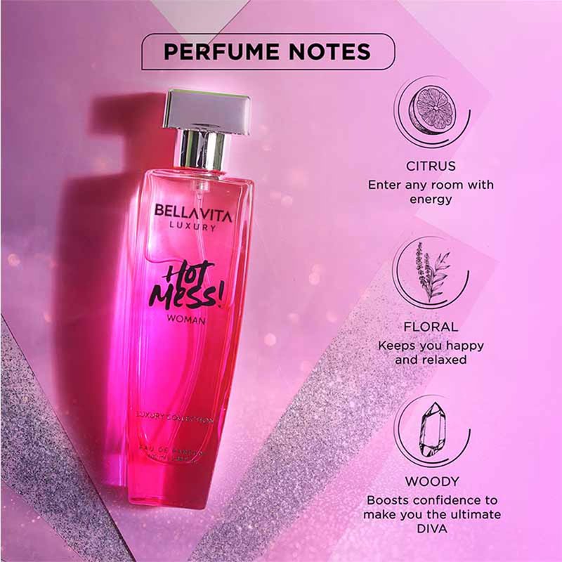 Bellavita Luxury Hot Mess Eau de Parfum | 100 ml (3.4 fl.oz.) | Perfume for Women | Fresh, Mandarin, Exotic Passionfruit, Musk Notes | Long Lasting Women's Fragrance
