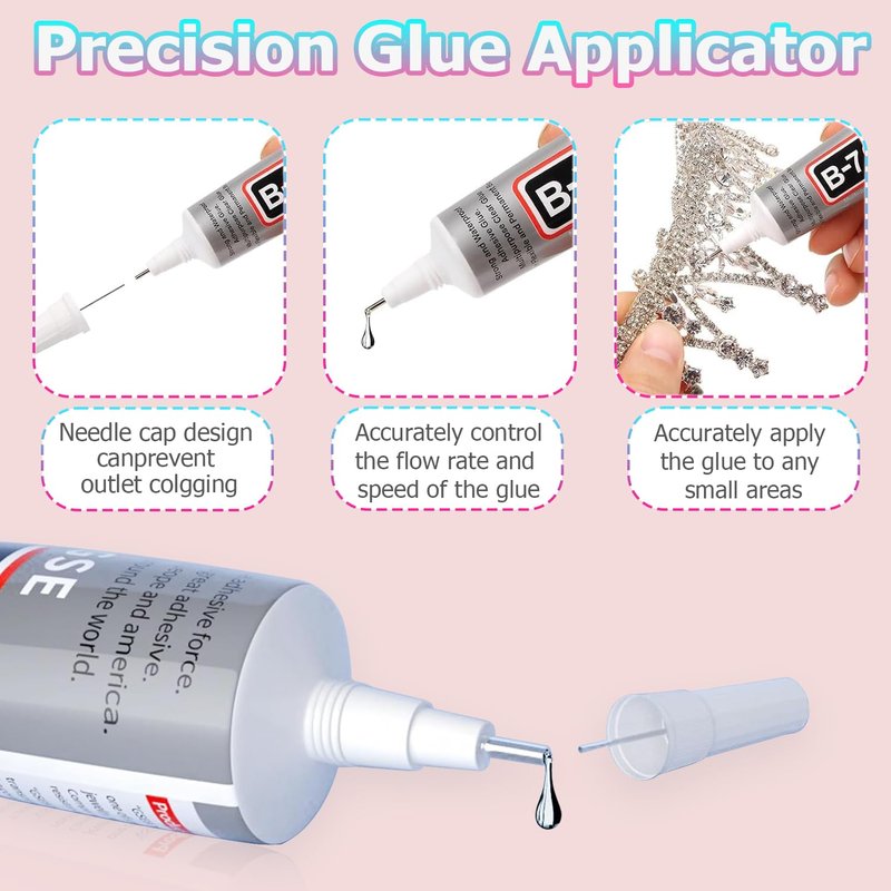 2 Packs Flatback Rhinestones for Crafting with b7000 Glue Clear with Precision tip, 6660Pcs Rainbow Gems Crystal Rhinestones for Bedazzling for DIY Crafts Clothing Tumblers Mugs Shoes Fabric Decor