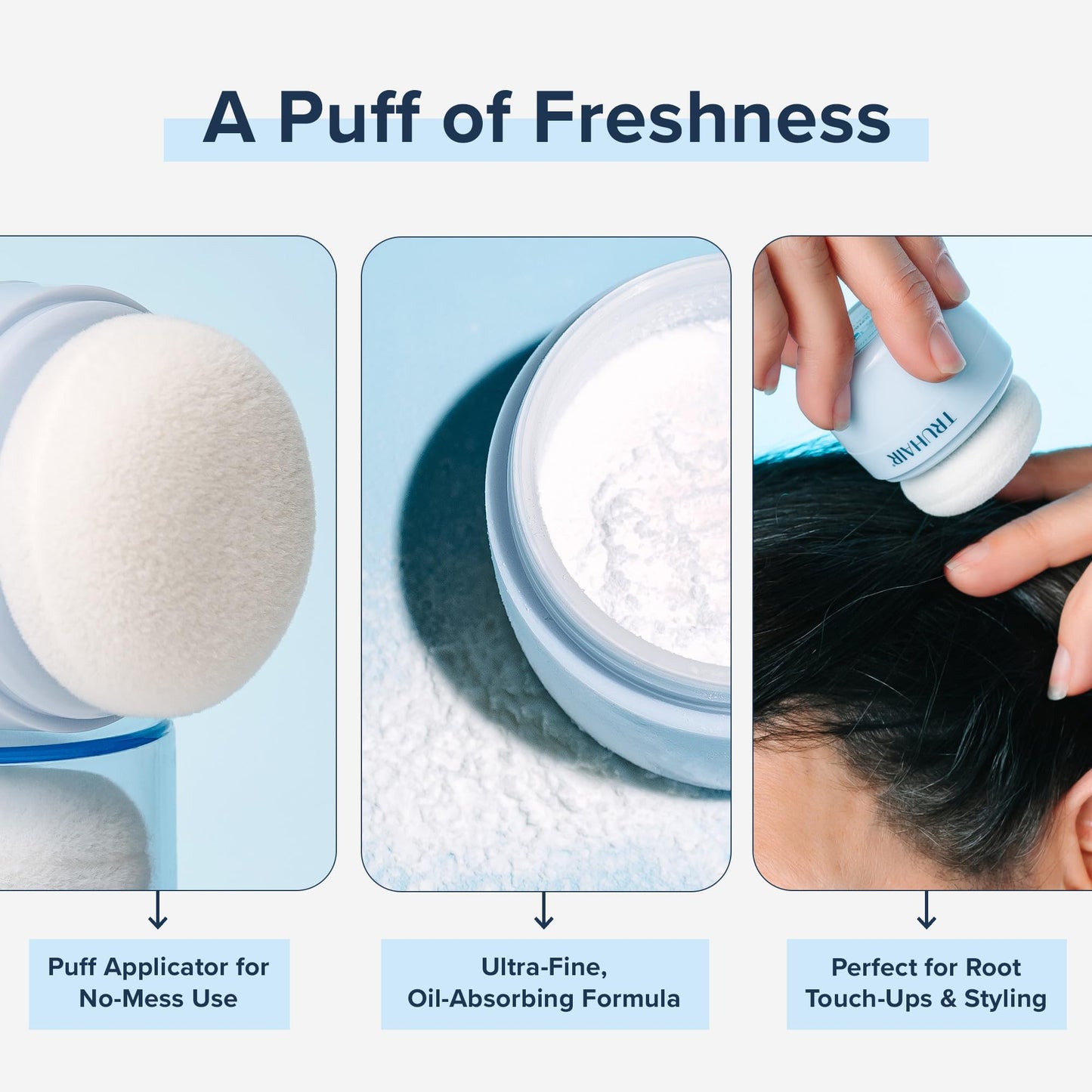 Truhair Airlift Volume Refresh Powder – Instant Hair Volume & Texture Powder for Men & Women - Absorbs Oil, Refreshes Roots & Extends Style Between Washes – Lightweight, Hydrating Formula – 0.21 Oz