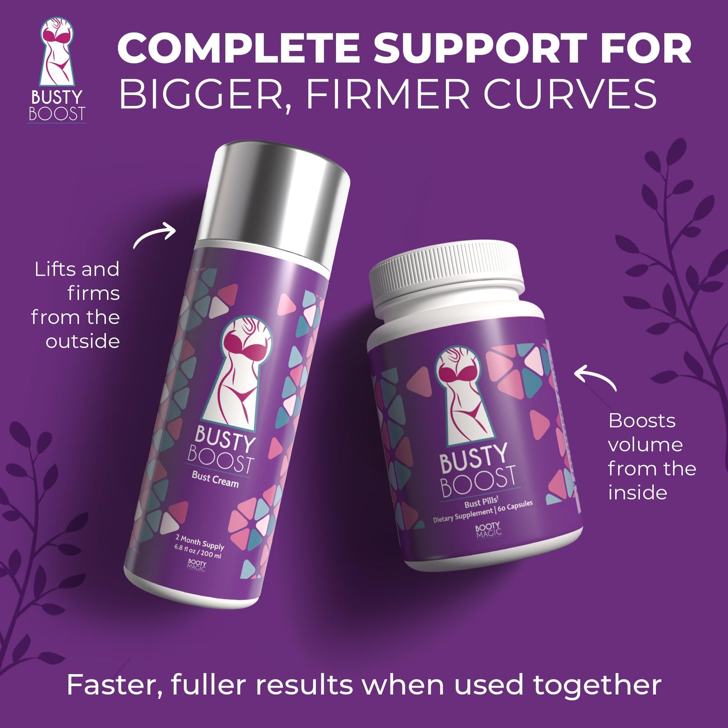 Busty Boost Breast Enhancement Cream – Natural Firming & Lifting Cream for Fuller, Firmer Breasts – Infused with Maca Root, Wild Yam, Guggul Resin & Gotu Kola – Made in the USA – (2 Month Supply)