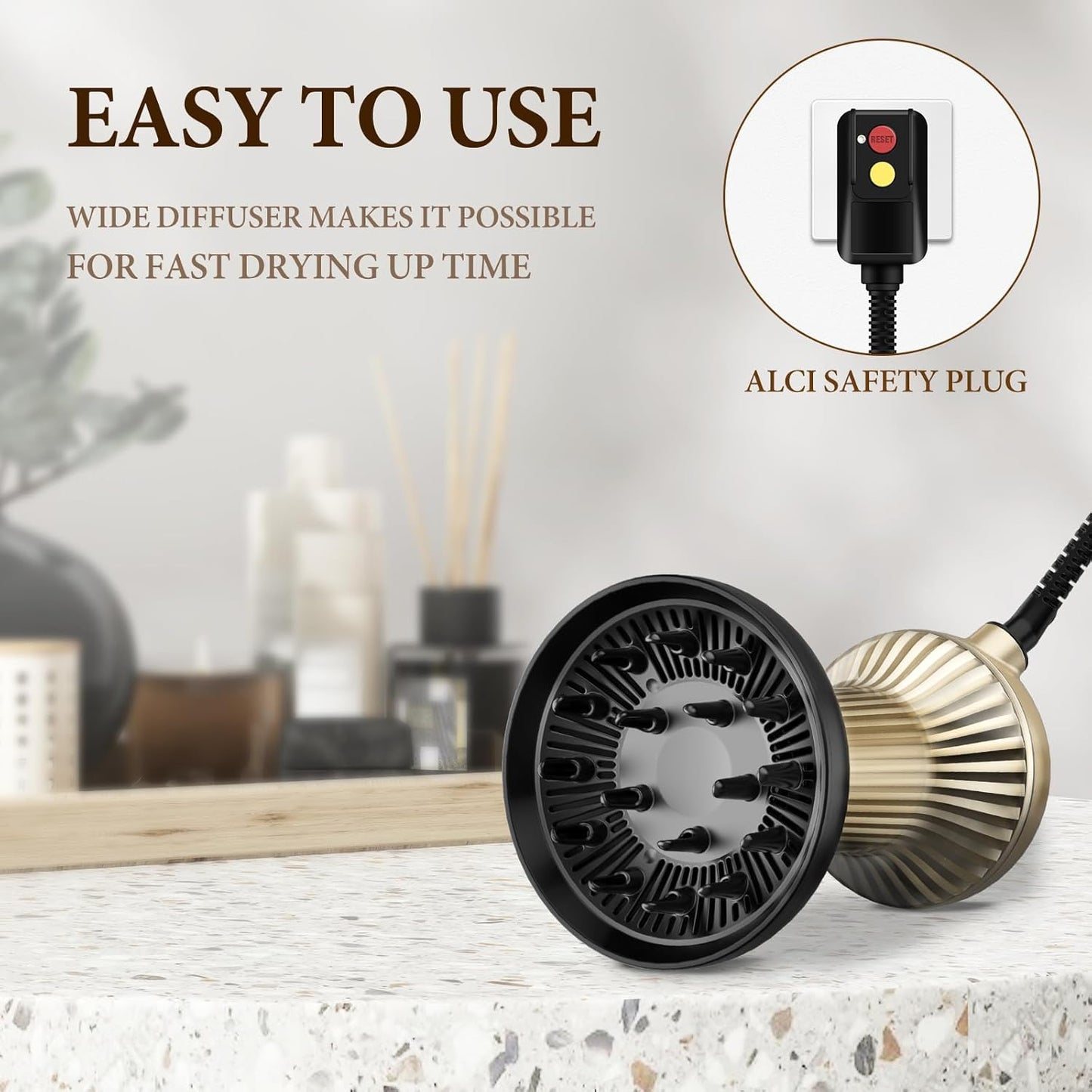 BAUTIA Hair Dryer Diffuser for Curly Hair - Lightweight Volumizing Tool | Easy to Use