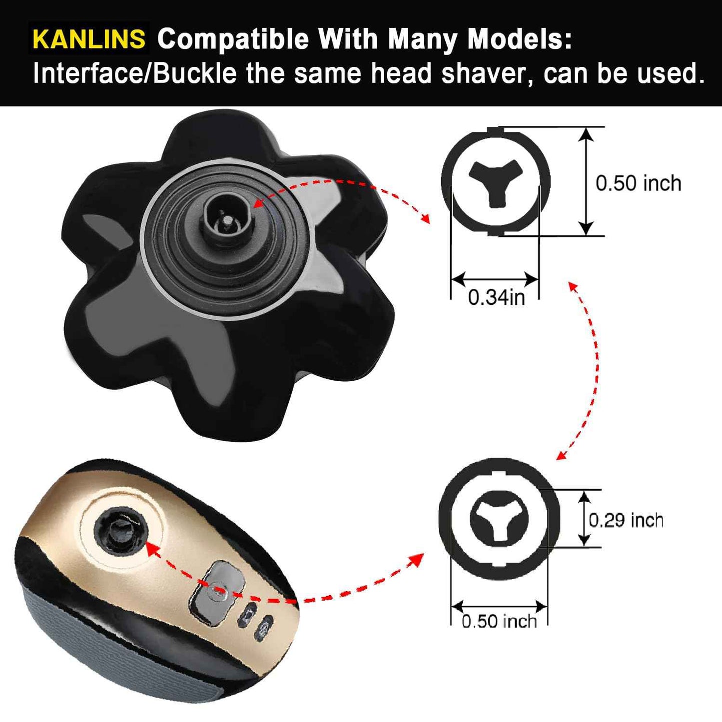 7 Blade Replacement Shavers Head, Washable Shaver Blade Floating Heads Replacement for Head Shaver, Wet & Dry Compatible for Rotary Shavers