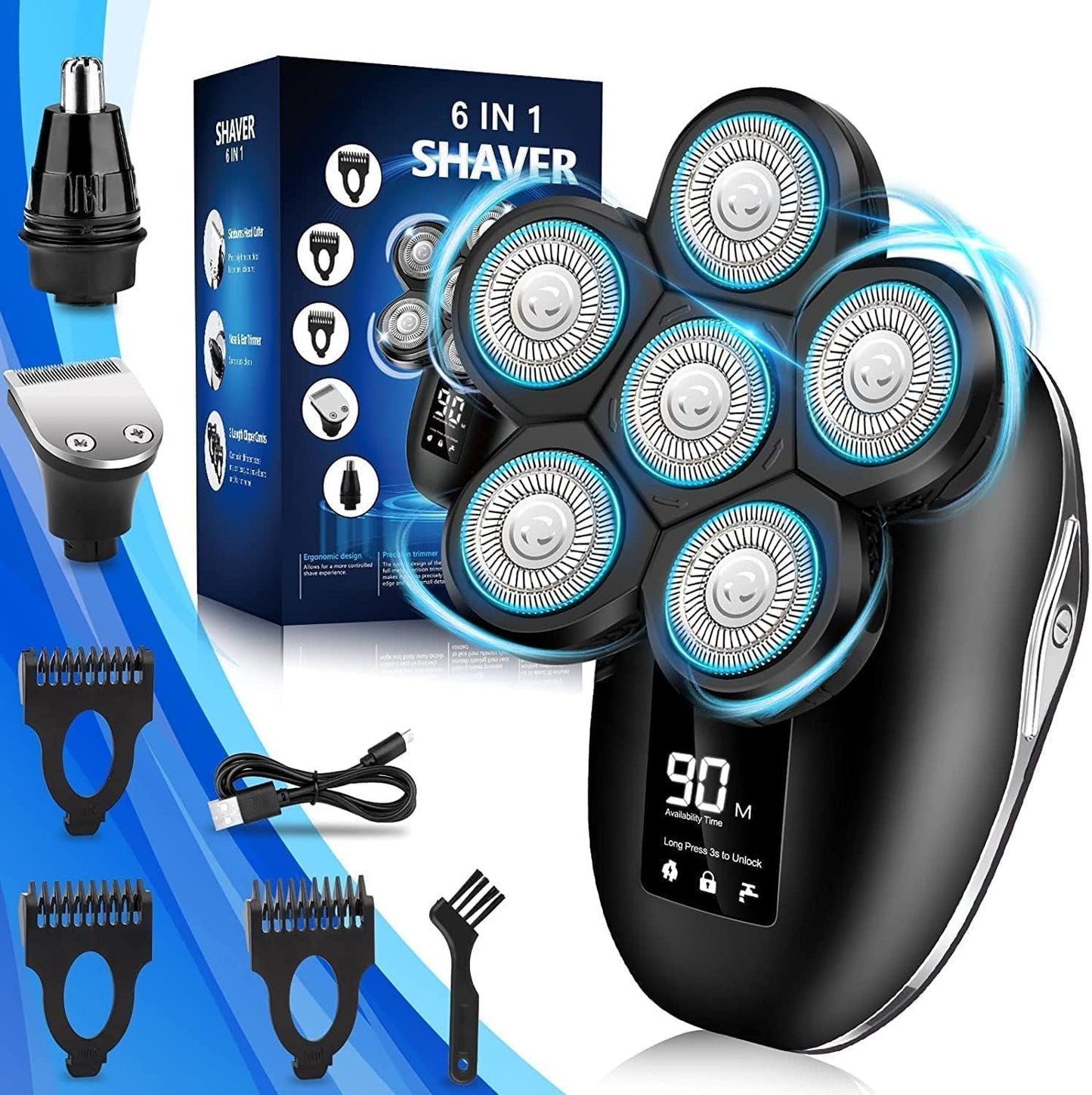 Electric Shaver for Men - 6-in-1 Multi-Function Razor with Precision Blades | Waterproof Design