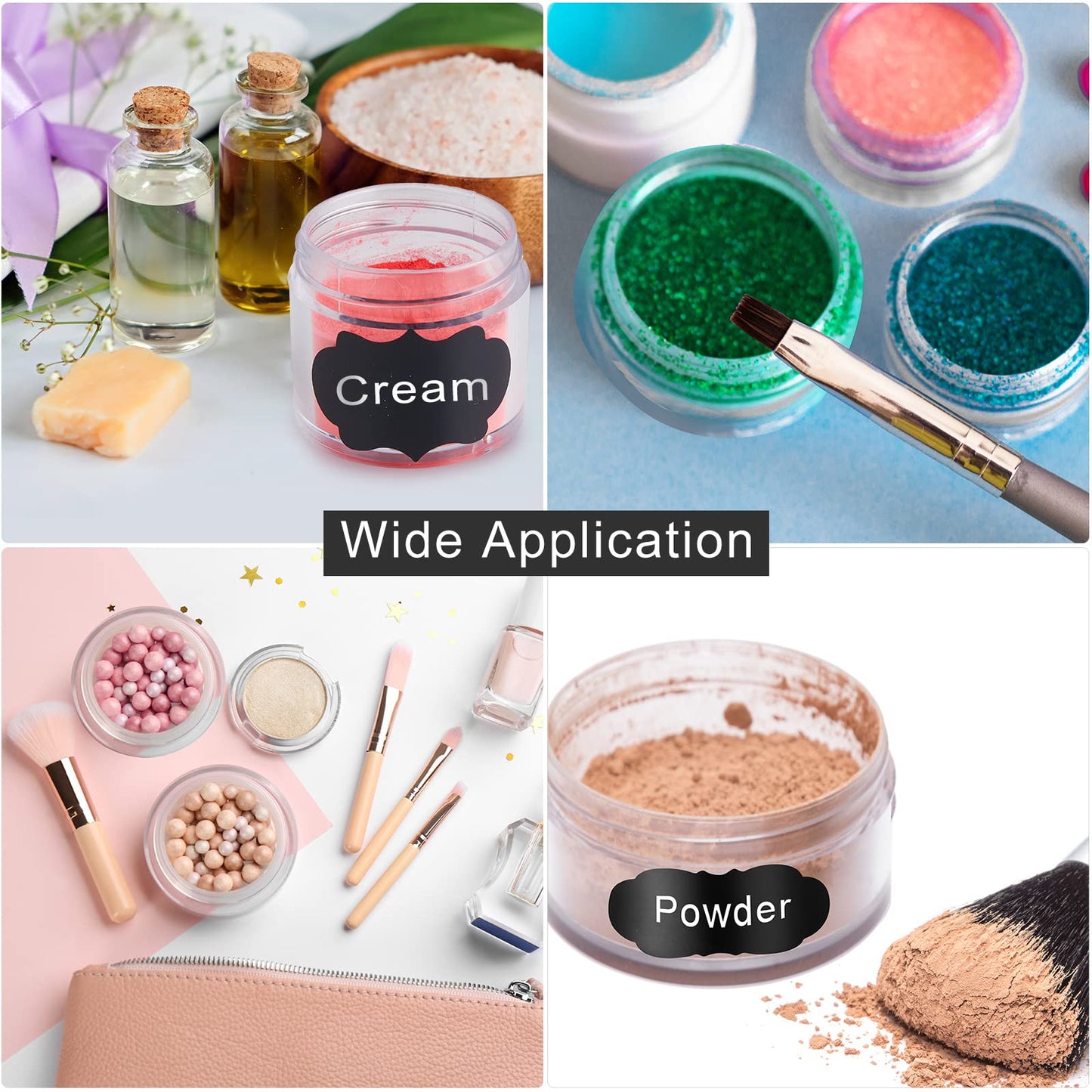 100 Set Plastic Jars Makeup Travel Makeup Container with Lids Small Storage Containers for Creams Toiletries Chalkboard Label Stickers Marker(1 oz,White)