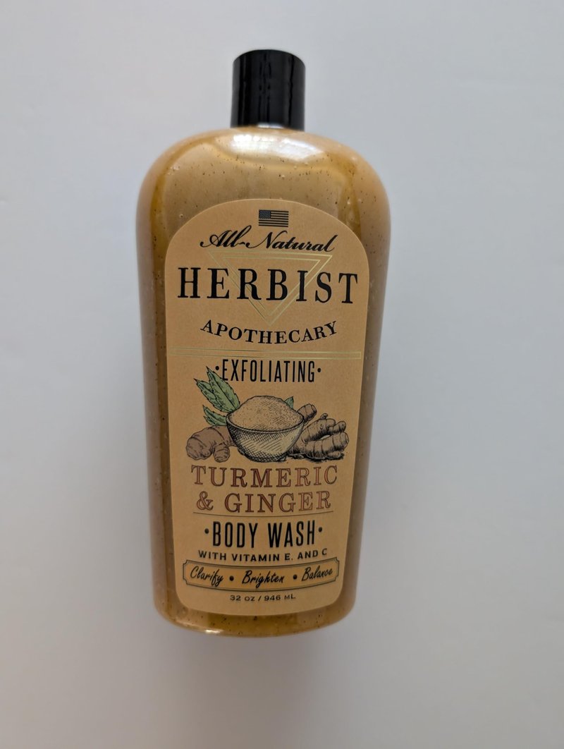 HERBIST All Natural Apothecary Exfoliating Body Wash (Tumeric & Ginger with Vitamin E & C)