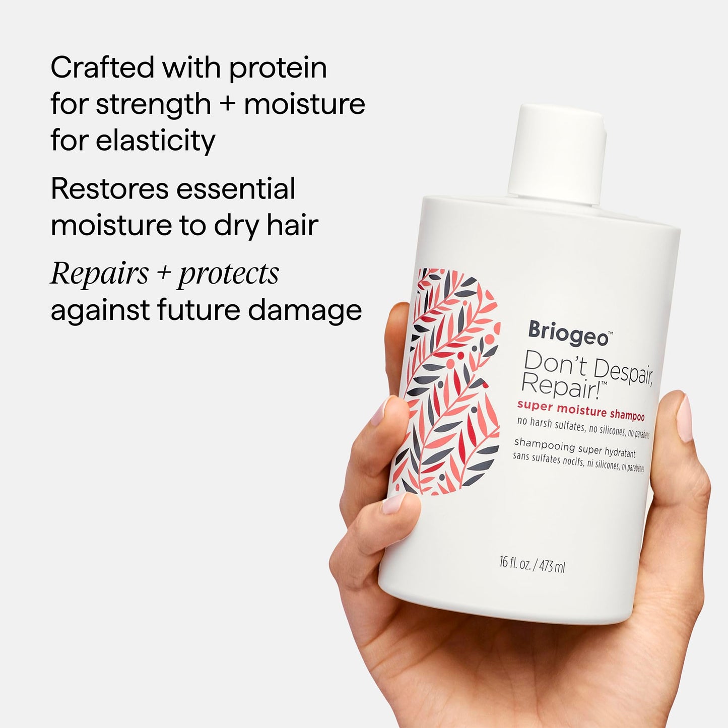 Briogeo Don't Despair, Repair! Super Moisture Shampoo | Moisturizing Protein Shampoo with Argan Oil for Dry, Damaged Hair | Sulfate-Free | Vegan & Cruelty-Free | 8 fl oz
